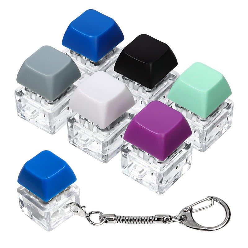 DEARIDAP 6 PCS Keyboard Fidget Toy Keyboard Clicker Keychain Push Bubble Sensory Fidget Toys for Kids Adults to Relief Pass Time Grey Blue Purple Light Green White Black - Image 3