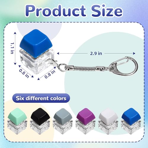 DEARIDAP 6 PCS Keyboard Fidget Toy Keyboard Clicker Keychain Push Bubble Sensory Fidget Toys for Kids Adults to Relief Pass Time Grey Blue Purple Light Green White Black - Image 5