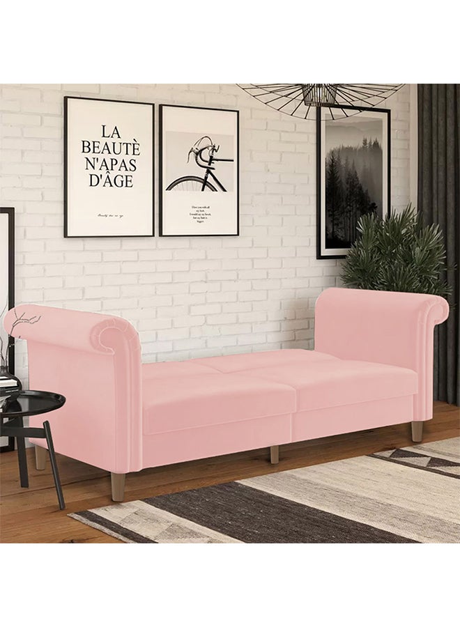 In-House Serena | Sofabed 2 In 1 Upholstered In Velvet - Light Pink - Image 2