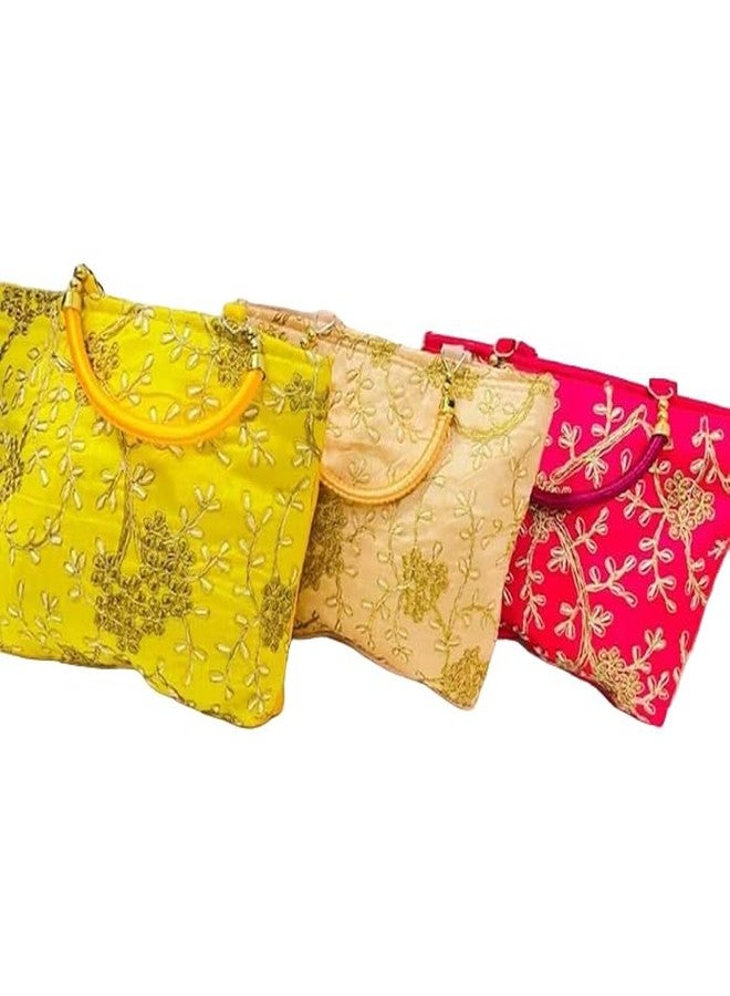 brown leaf Women's embroidered Indian Traditional Handmade Clutch Purse Handbag For Wedding Anniversary Rakhi Diwali Return Gifting Bag (4) - Image 3