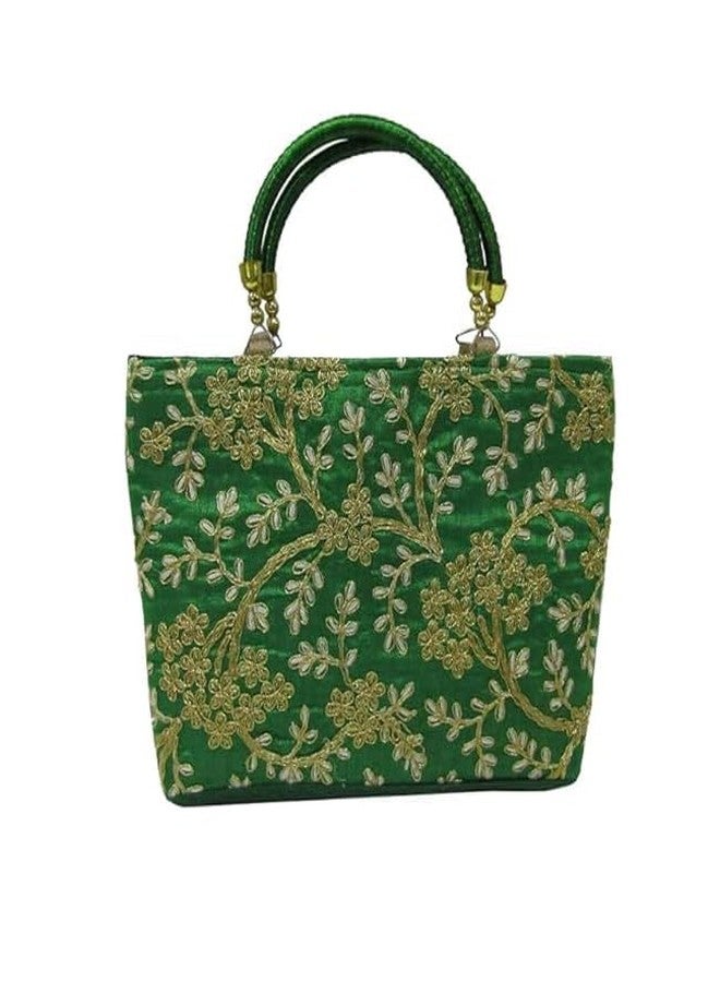brown leaf Women's embroidered Indian Traditional Handmade Clutch Purse Handbag For Wedding Anniversary Rakhi Diwali Return Gifting Bag (4) - Image 4