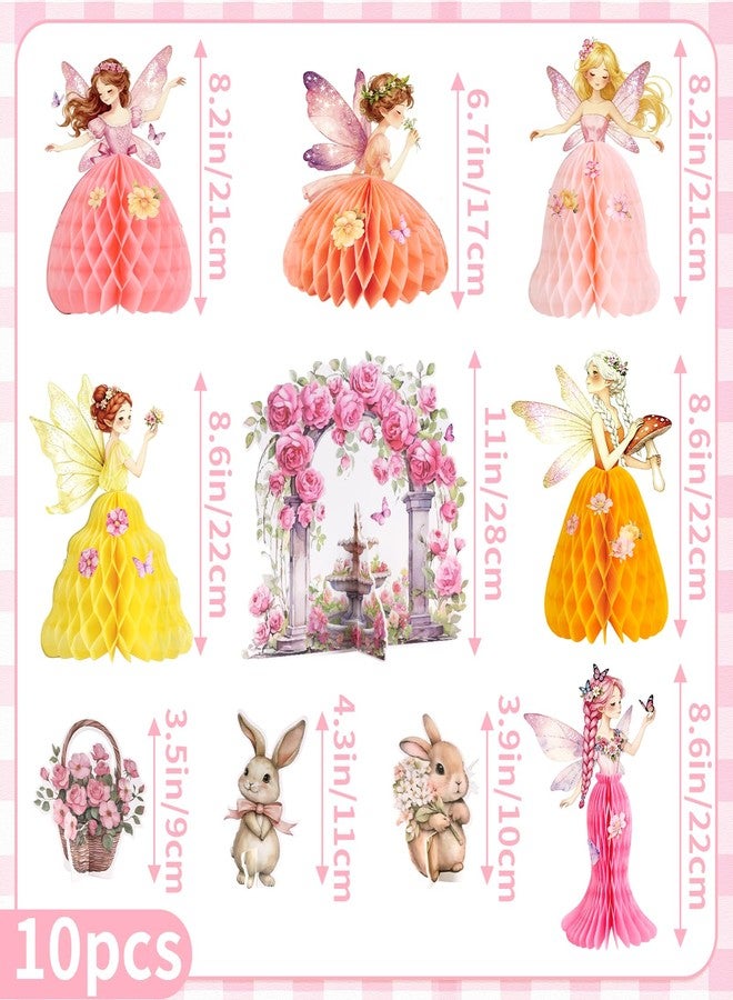 Paper Jazz Fairy Birthday Party Centerpieces for Table, Fairy Decoration with Honeycomb Fairies,Enchanted Forest Decorations with Rabbit for Garden, Princess Themed Party Decorations for Spring - Image 3