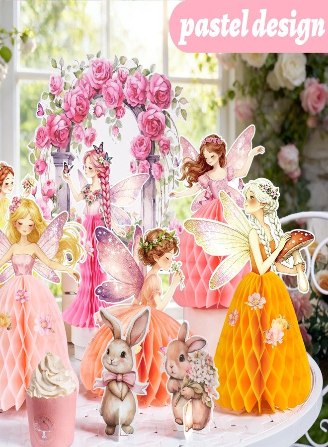 Paper Jazz Fairy Birthday Party Centerpieces for Table, Fairy Decoration with Honeycomb Fairies,Enchanted Forest Decorations with Rabbit for Garden, Princess Themed Party Decorations for Spring - Image 2