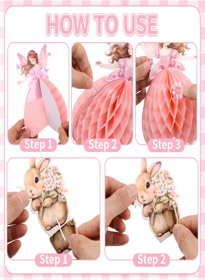 Paper Jazz Fairy Birthday Party Centerpieces for Table, Fairy Decoration with Honeycomb Fairies,Enchanted Forest Decorations with Rabbit for Garden, Princess Themed Party Decorations for Spring - Image 5