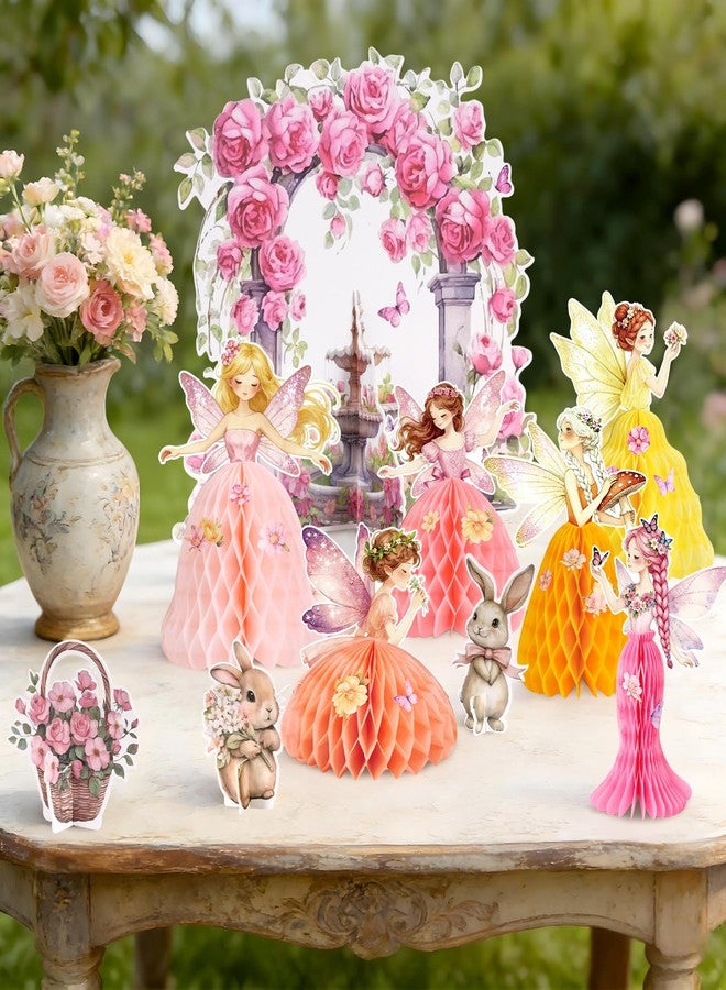 Paper Jazz Fairy Birthday Party Centerpieces for Table, Fairy Decoration with Honeycomb Fairies,Enchanted Forest Decorations with Rabbit for Garden, Princess Themed Party Decorations for Spring - Image 4