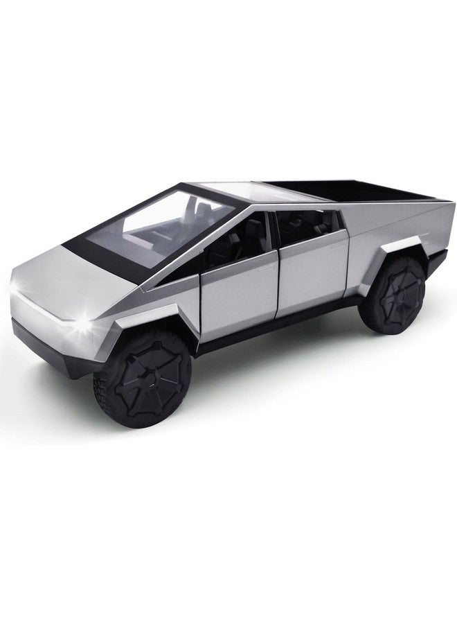 PLUSPOINT Diecast Toy Car Tesla Cyber Truck 1/24 Scale Model,Pull Back Vehicles Alloy Simulation Supercar with Lights and Sound Also for Car Dashboard,Kids,Adult - Image 1