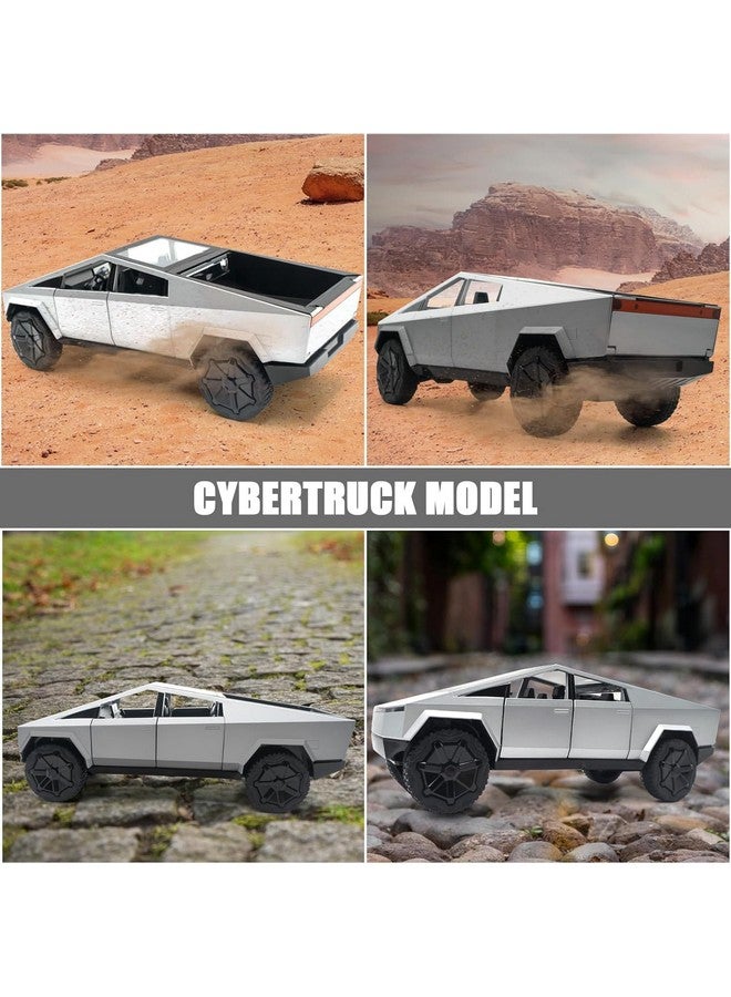 PLUSPOINT Diecast Toy Car Tesla Cyber Truck 1/24 Scale Model,Pull Back Vehicles Alloy Simulation Supercar with Lights and Sound Also for Car Dashboard,Kids,Adult - Image 5
