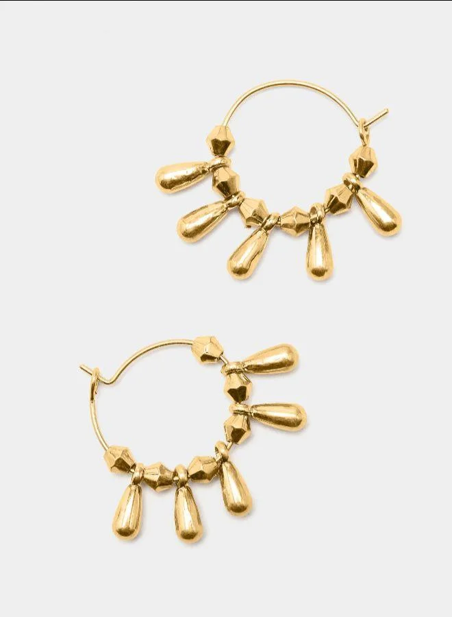 بارفوا أقراط حلقية مع قلائد دمعة ذهبية