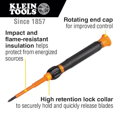 Klein Tools 32584INSR Precision 8in1 Screwdriver Set with Case 1000V Rated Insulated Set with Phillips Slotted and Tamperproof TORX Bits - Image 3