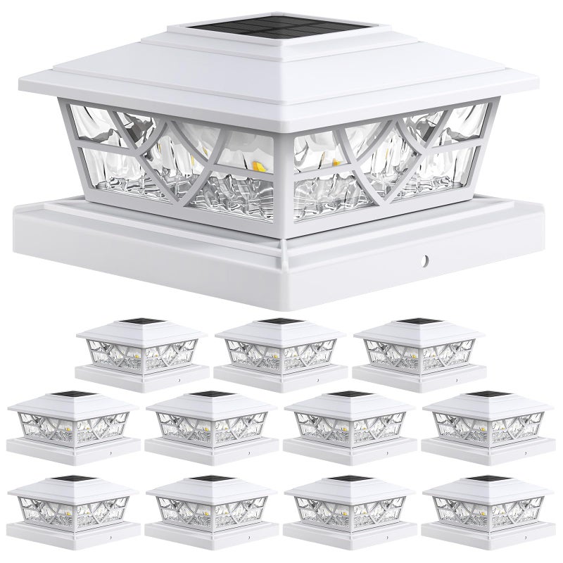 APONUO Solar Post Cap Lights 12 Pack for 4x4 5x5 6x6 Wood Vinyl Fences - Post Lights Solar Powered, IP64 Waterproof, Auto On/Off, for Deck Patio Yard (Warm & Cool White) - Image 1
