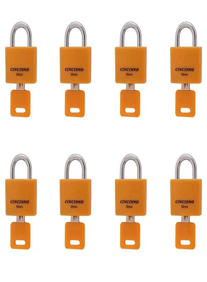 CINCINNO مجموعة CINCINNO من 8 أقفال صغيرة، أقفال مغطاة من الألومنيوم بمفتاح متشابه، قفل مقاوم للطقس 30 مم بنفس المفتاح، قفل خارجي للسقائف ووحدة التخزين وخزانة صالة الألعاب الرياضية المدرسية وصندوق الأدوات - Image 1