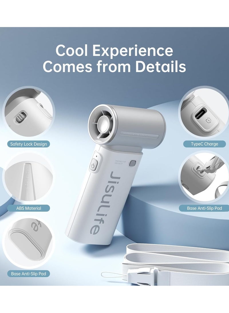 JISULIFE Portable Handheld Fan, Mini USB Rechargeable Fan, 5000mAh [18H Extended Battery Life], Personal Makeup/Eyelash Fan, Pocket Fan with 5 Speeds for Women Men Travel Camping Outdoor Grey - Image 4