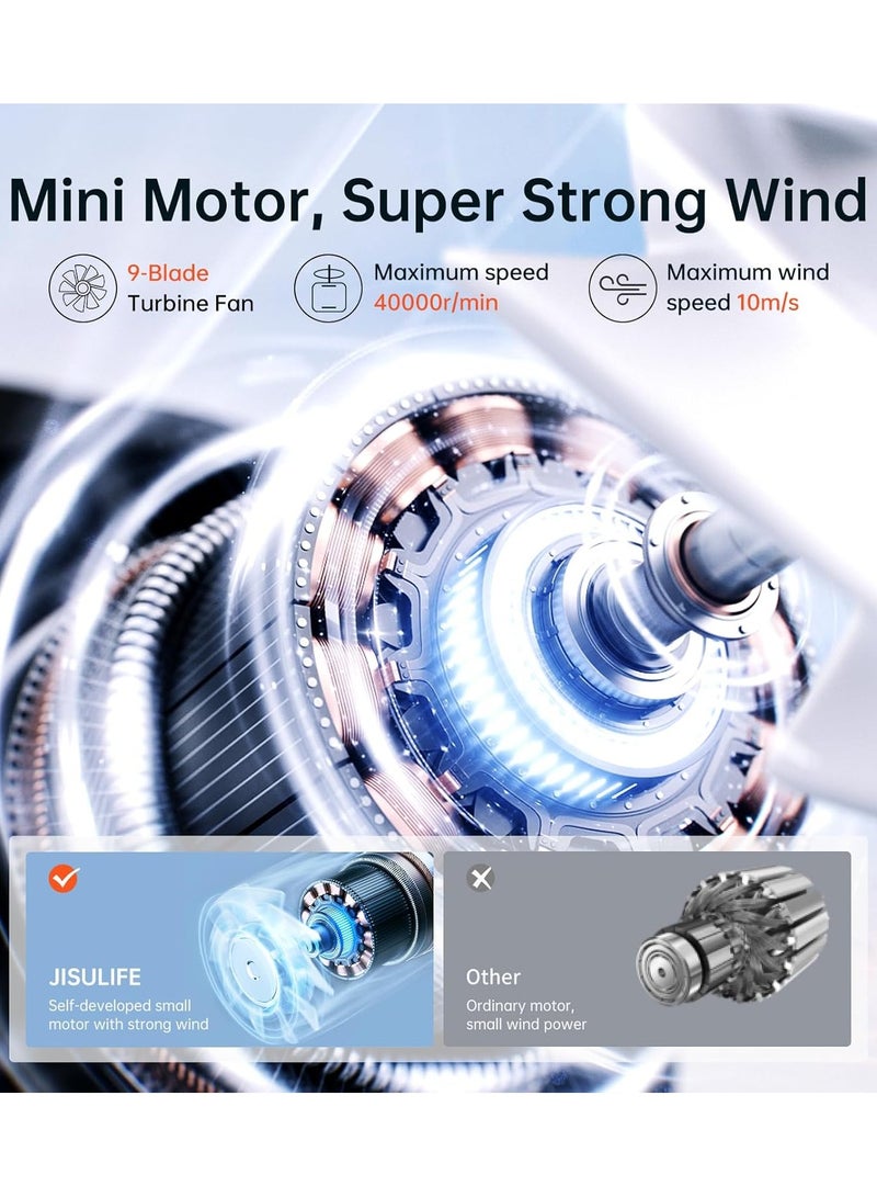 JISULIFE Portable Handheld Fan, Mini USB Rechargeable Fan, 5000mAh [18H Extended Battery Life], Personal Makeup/Eyelash Fan, Pocket Fan with 5 Speeds for Women Men Travel Camping Outdoor Grey - Image 3