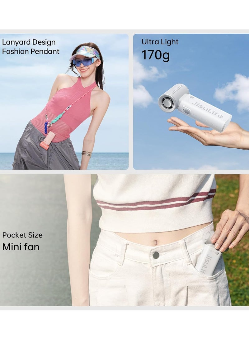 JISULIFE Portable Handheld Fan, Mini USB Rechargeable Fan, 5000mAh [18H Extended Battery Life], Personal Makeup/Eyelash Fan, Pocket Fan with 5 Speeds for Women Men Travel Camping Outdoor Grey - Image 5