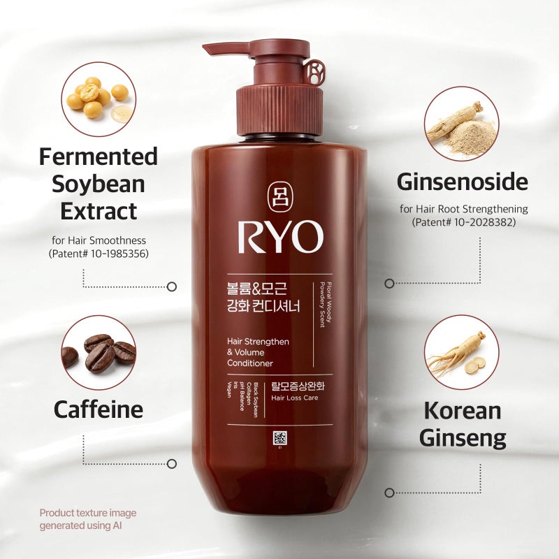 RYO Strengthen & Volume Conditioner with Korean Ginseng & Caffeine - Volumizing and Revitalizing for Fine Hair, Anti Loss Care, Strengthening hair roots, 16 Fl Oz. - Image 4