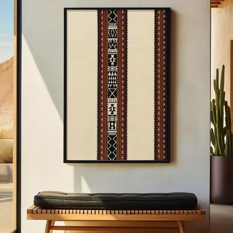 Marktna One canvas painting with a Najdi art design and a hollow frame, measuring (60×90), single piece - Image 1