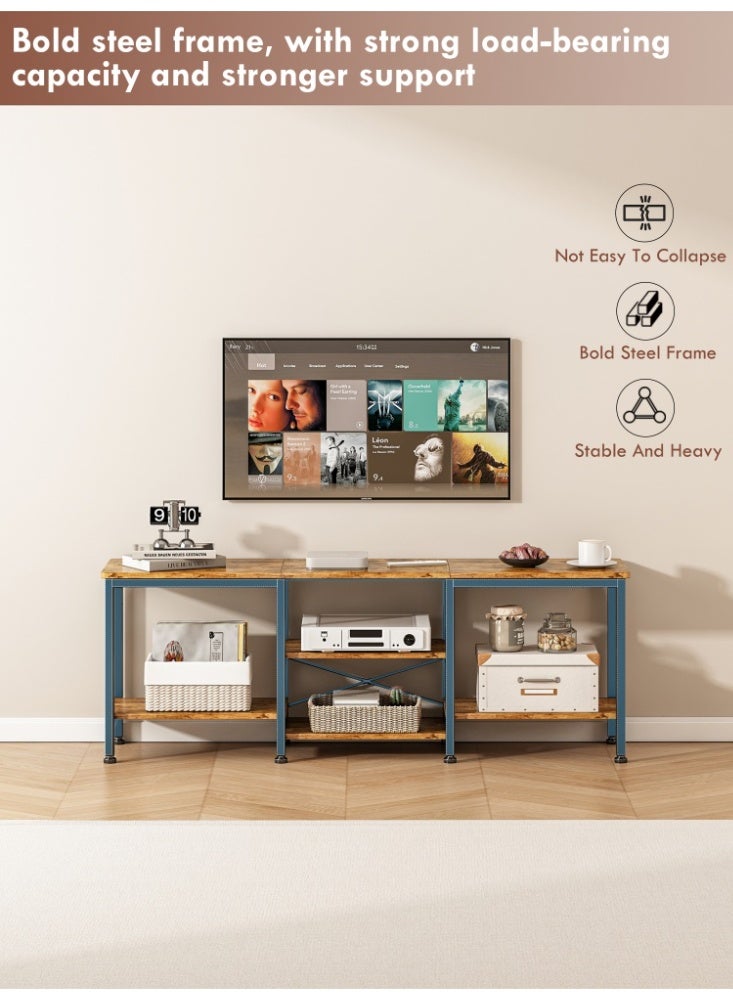 Zanotta 120*40*55cm TV Table TV Stand Table For TV Up To 55 Inch Storage Shelves Entertainment Center and TV Console Table for Home Living Room Brown - Image 5