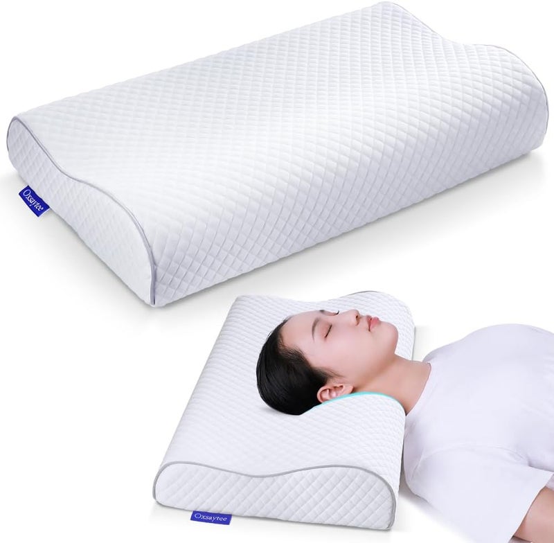 Memory Foam Cervical Pillow for Neck Pain Relief - Ergonomic Contoured Design for Side, Back, and Stomach Sleepers - Washable Cover 67 x 12 cm - Image 1