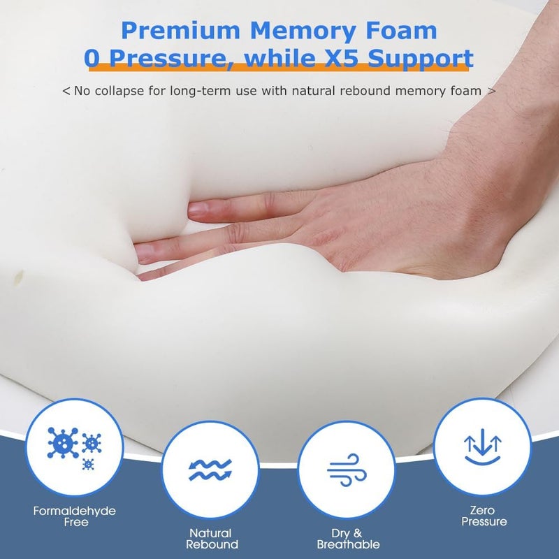 Memory Foam Cervical Pillow for Neck Pain Relief - Ergonomic Contoured Design for Side, Back, and Stomach Sleepers - Washable Cover 67 x 12 cm - Image 4