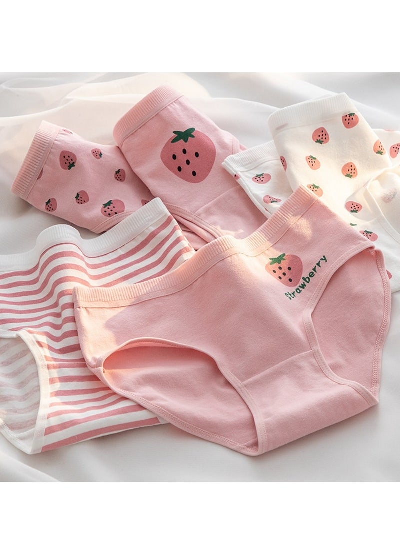 مجموعة من 5 ملابس داخلية قطنية أنيقة بخصر متوسط، ملابس داخلية مريحة وجيدة التهوية للفتيات - Image 1