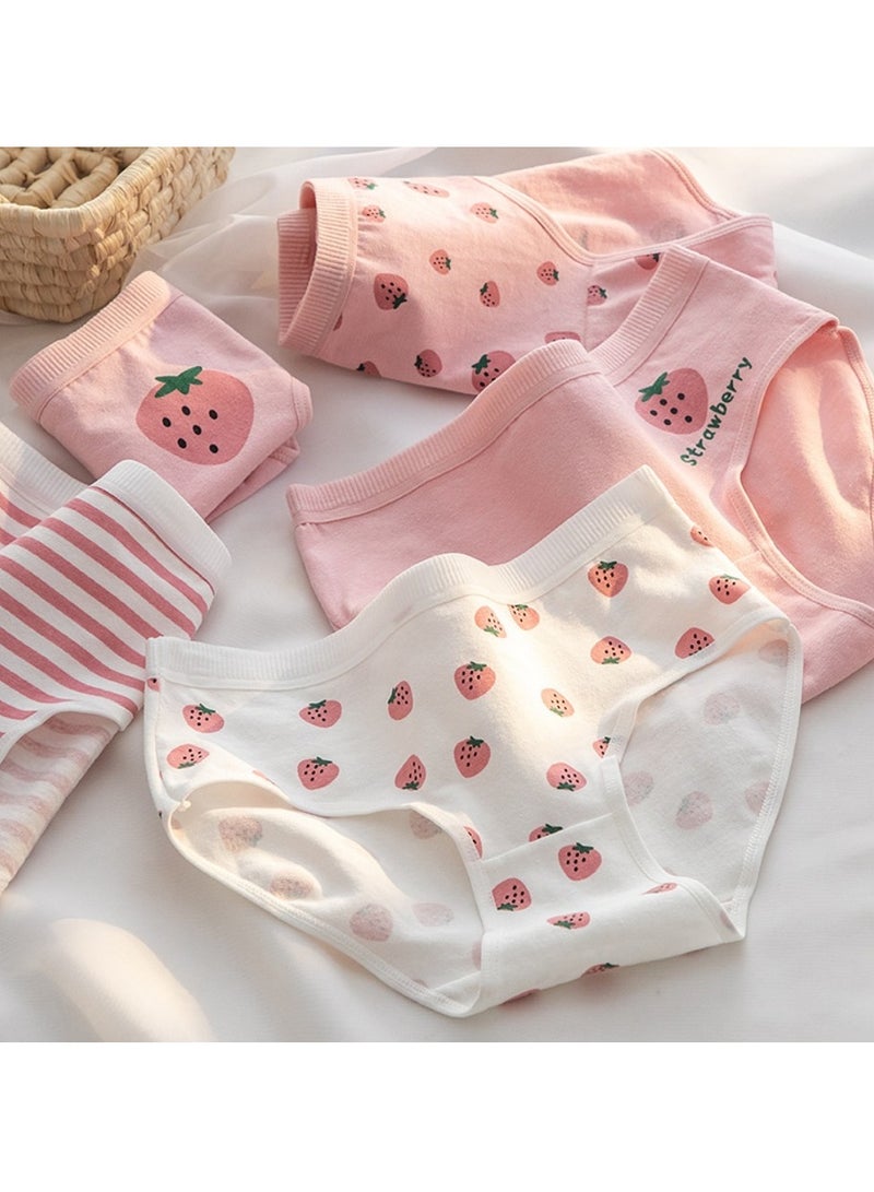 مجموعة من 5 ملابس داخلية قطنية أنيقة بخصر متوسط، ملابس داخلية مريحة وجيدة التهوية للفتيات - Image 2