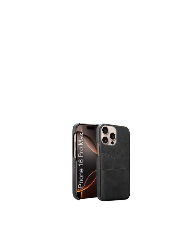 CATANES iPhone 16 Pro Max Case Cover Leather with Card Holder for Men Women Phone Case - Black  - Image 1