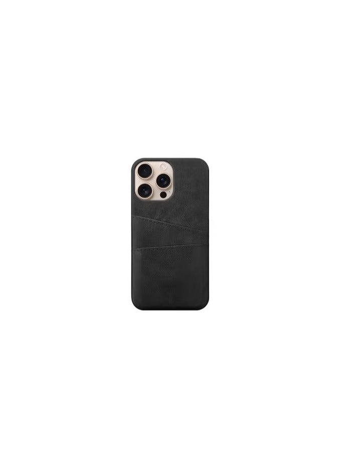 CATANES iPhone 16 Pro Max Case Cover Leather with Card Holder for Men Women Phone Case - Black  - Image 2