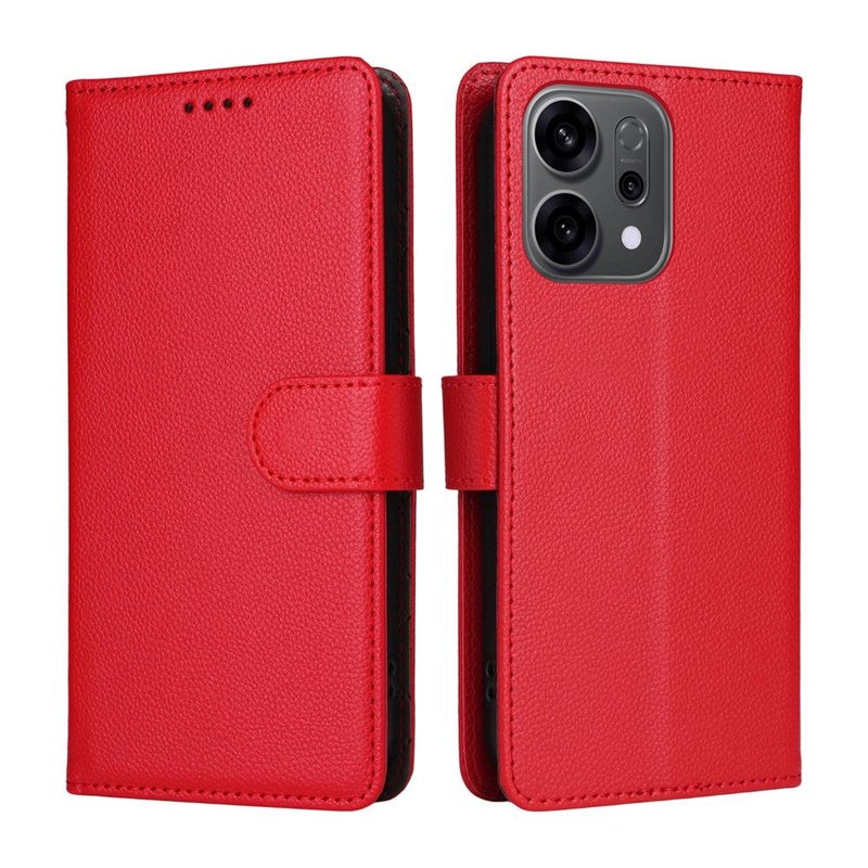 erorex For OPPO Reno13 / Reno14 Global / Reno14 F 5G Litchi Texture RFID Blocking 3-Card Wallet Leather Phone Case(Red) - Image 2