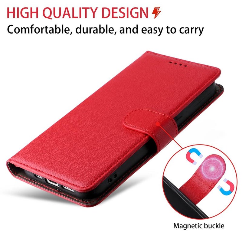 erorex For OPPO Reno13 / Reno14 Global / Reno14 F 5G Litchi Texture RFID Blocking 3-Card Wallet Leather Phone Case(Red) - Image 4