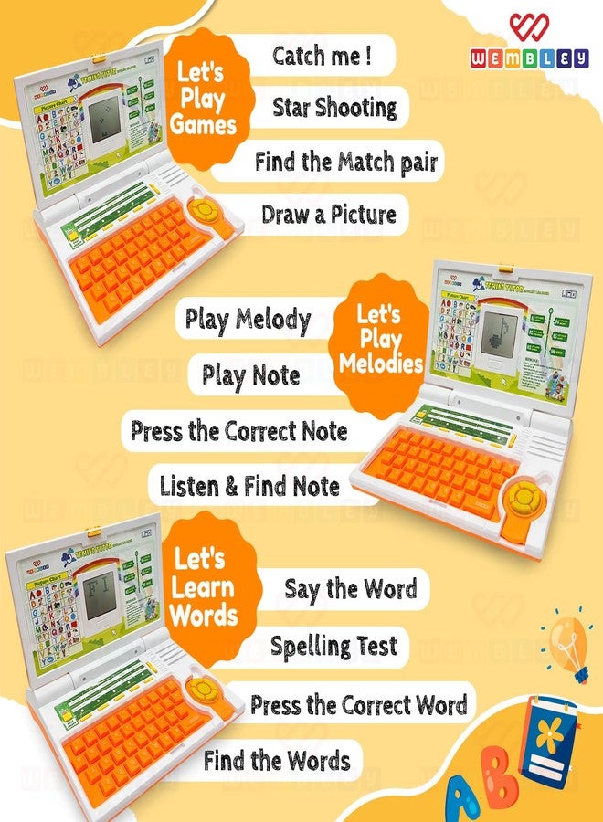 Wembley Kids Laptop Educational Toy for 2-5 Year Old Boys & Girls | Interactive Learning Computer with Alphabet, Letters & Mathematics | Music, Logic & Memory Games | Birthday Gift for Kids - Image 5
