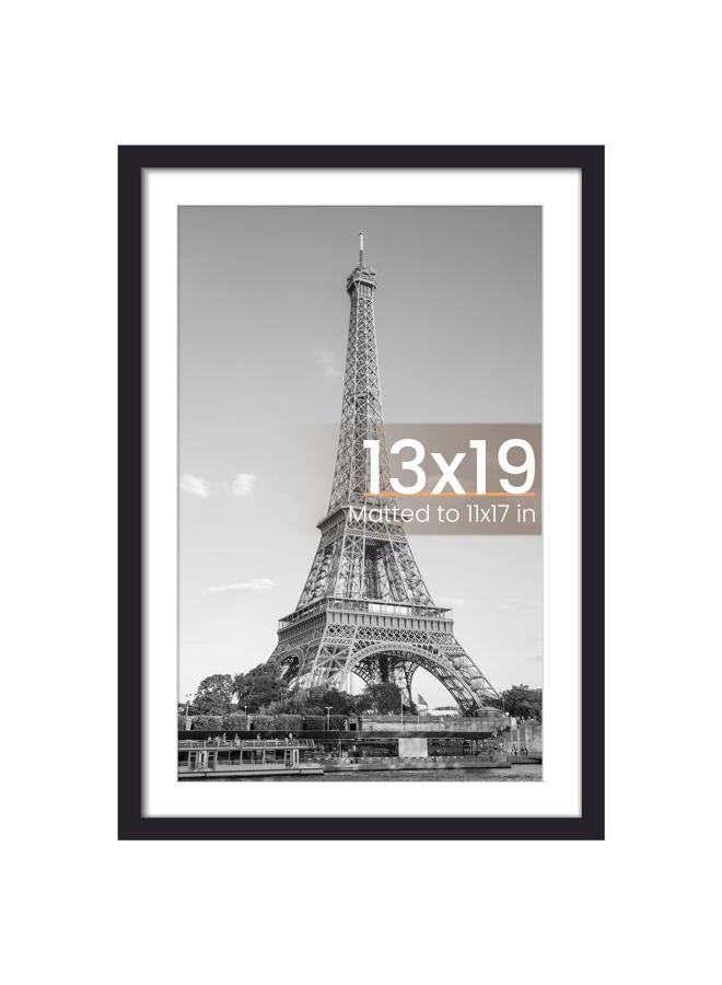 upsimples 13x19 Picture Frame, Display Pictures 11x17 with Mat or 13x19 Without Mat, Wall Hanging Photo Frame, Black, 1 Pack - Image 1