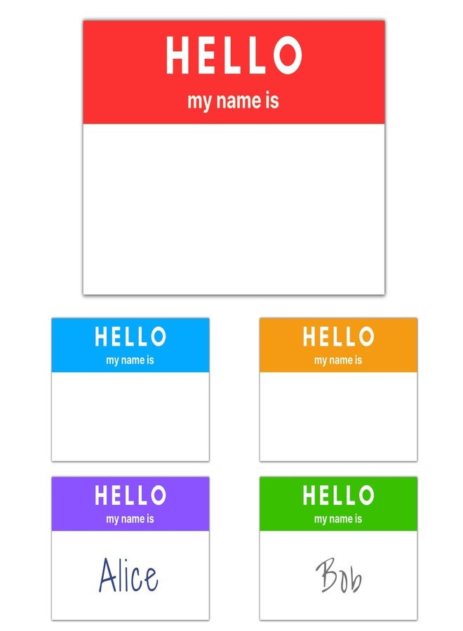 TownStix 250 Pack - Hello My Name is Stickers, Name Tags Stickers Labels - 3" x 2", 5 Colors - Image 1