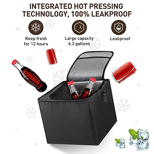 HIRALIY 4 in 1 Car Trunk Storage Organizer, Multi Compartment Collapsible Trunk Storage Box with Leakproof Insulated Bag for Car Truck SUV - Image 3