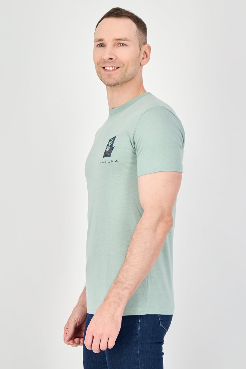 Laguna Men Crew Neck Short Sleeve Embroidered Logo T-Shirt, Sage Green - Image 2
