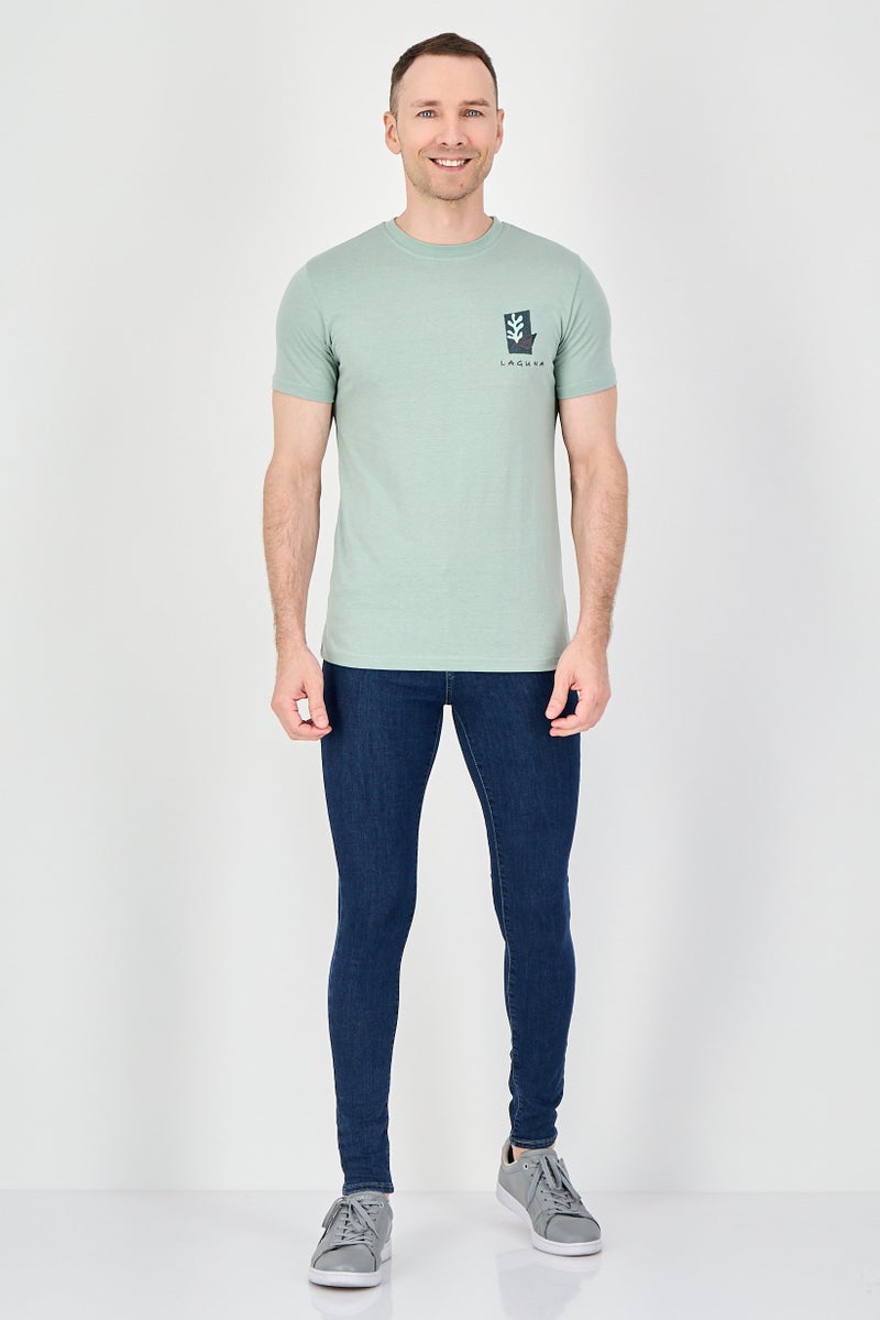 Laguna Men Crew Neck Short Sleeve Embroidered Logo T-Shirt, Sage Green - Image 4