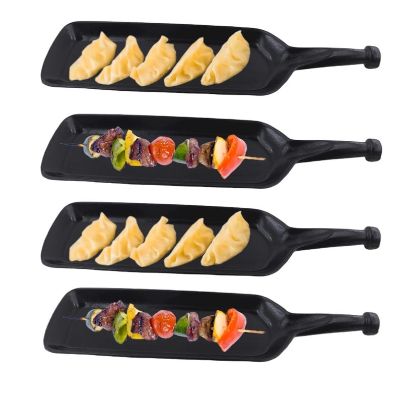 FORKLS Melamine Bat Shape Snacks and Sweets, Serving Platter/Tray for Home, Hotel & Restaurant Kitchen (Matt Black) (Pack of 04) - Image 1