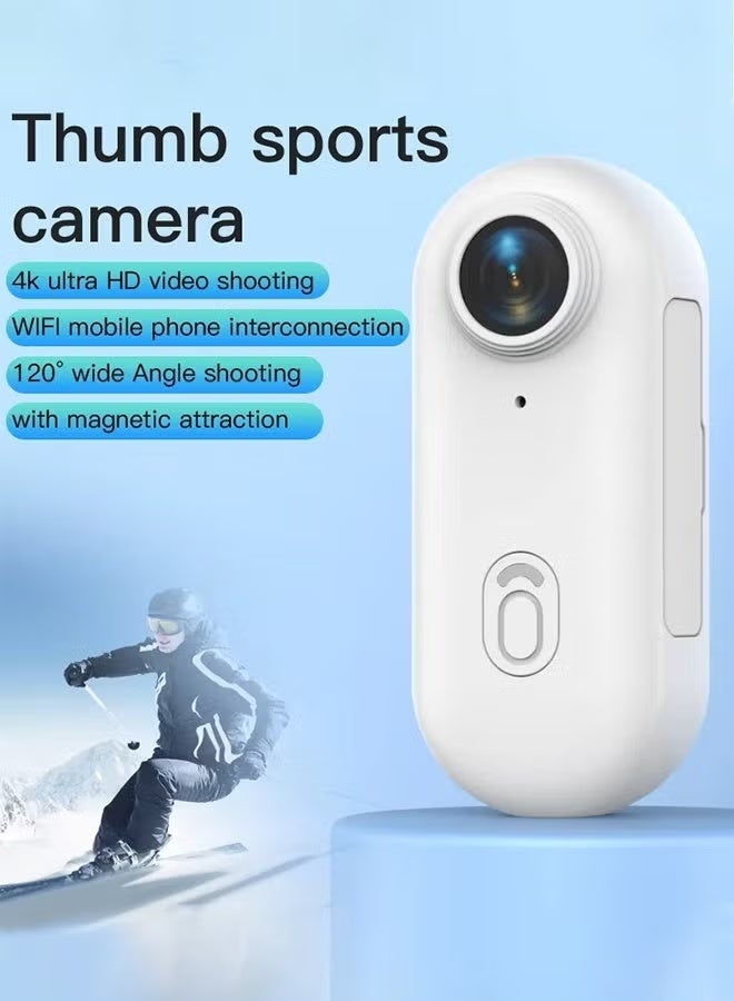 4K Ultra HD Body Camera with Audio Recording, 30M Waterproof Action Camera, Magnetic & 360° Rotating Clip, 120 Mins Battery, Includes 128GB Card for Cycling, Pets, Sports, White Color - Image 3