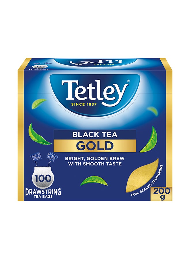 Tetley Black Tea Gold 100 Tea Bags - Image 1