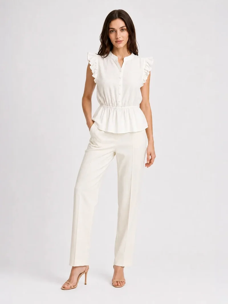 ميكسراي MIXRAY Textured Jacquard Peplum Blouse