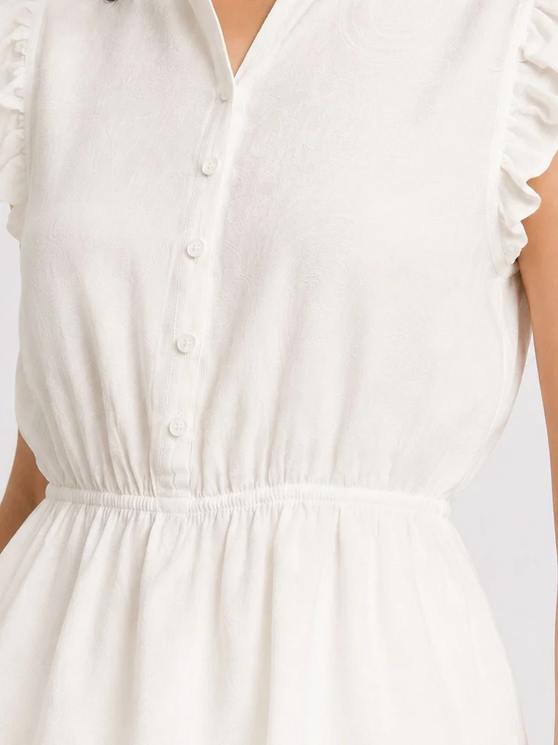 Mixray Dusty White MIXRAY Textured Jacquard Peplum Blouse for Women | Best Price UAE