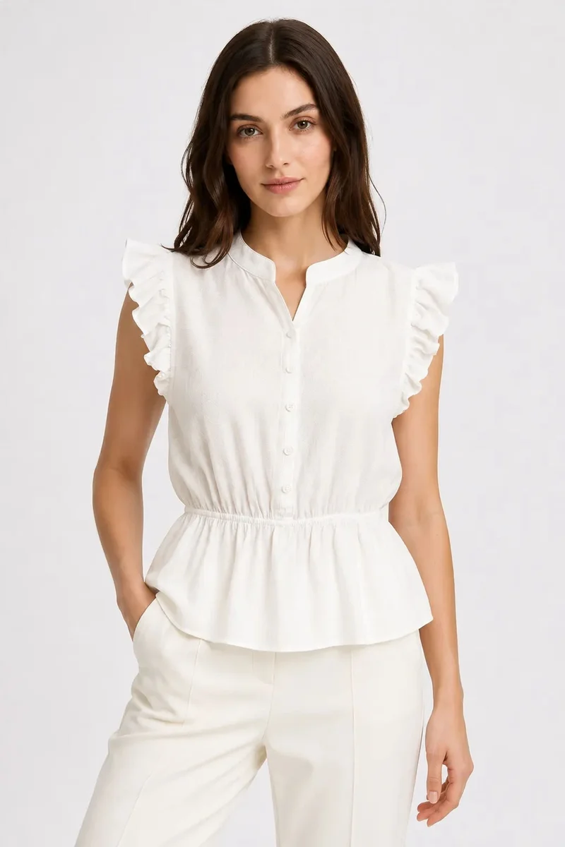 ميكسراي MIXRAY Textured Jacquard Peplum Blouse