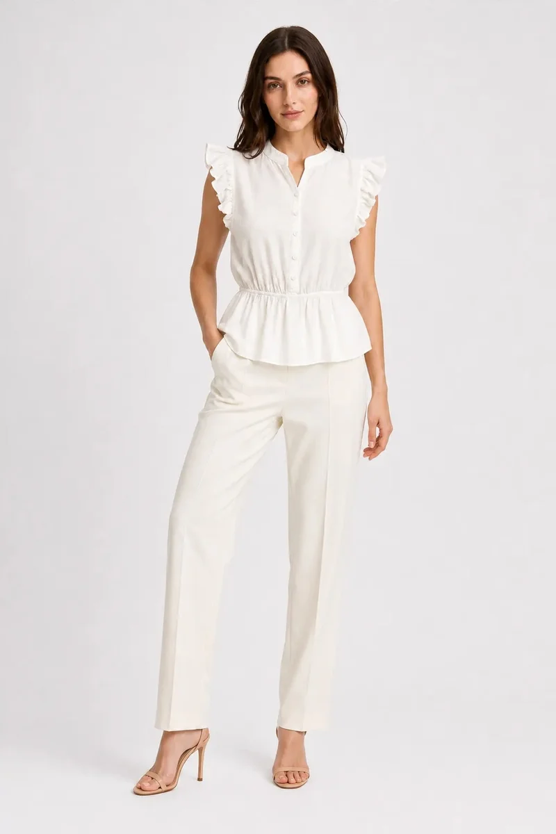 ميكسراي MIXRAY Textured Jacquard Peplum Blouse
