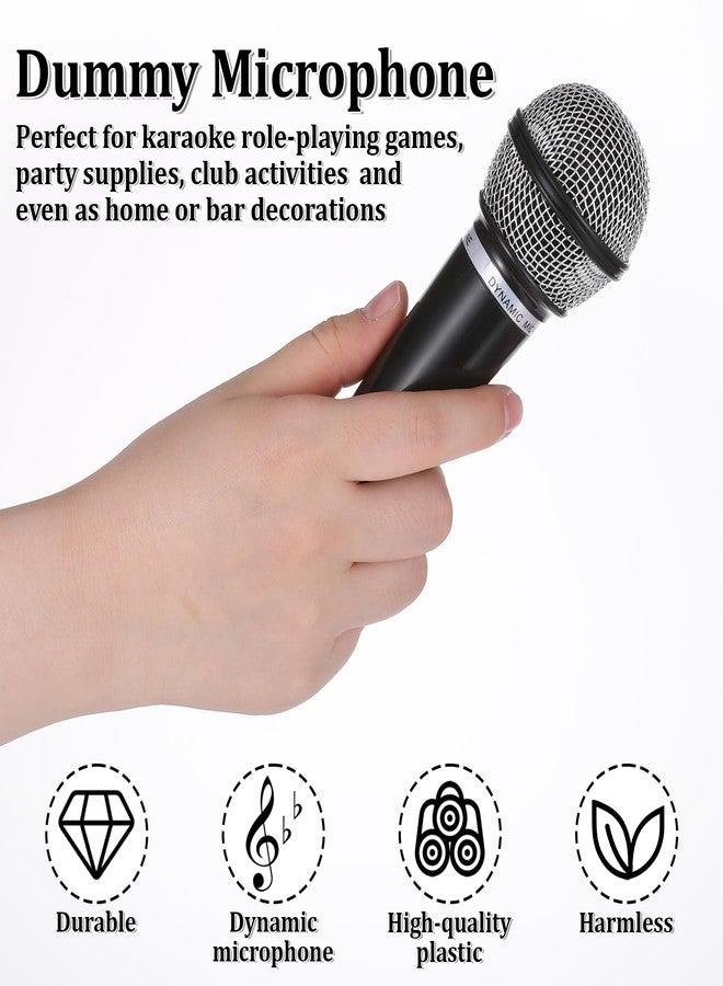 Zyghjort Fake Microphone Prop, 2 Pcs Black Plastic Toy Microphones Fun Stage Play Microphone for Halloween Christmas Cosplay Music Birthday Party Favors Costume (Black) - Image 4