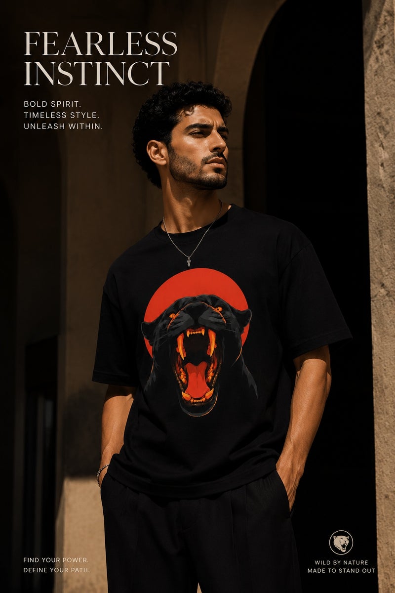 Men's Black Panther Graphic T-Shirt Oversized Short Sleeve Crew Neck Casual Streetwear Tee - Image 5