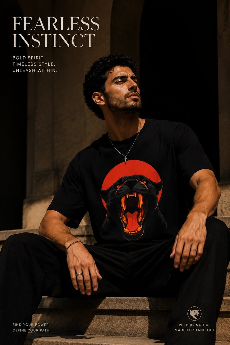 Men's Black Panther Graphic T-Shirt Oversized Short Sleeve Crew Neck Casual Streetwear Tee - Image 4