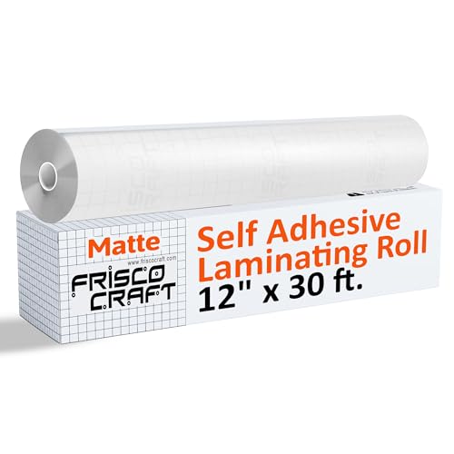 Frisco Craft Matte Clear Self Adhesive Laminating Roll - Self Laminating Sheets for Decals, Sticker, Photos & More - No Heat Sealing, Matte, Clear Sheets (12" x 30 ft) - Image 1