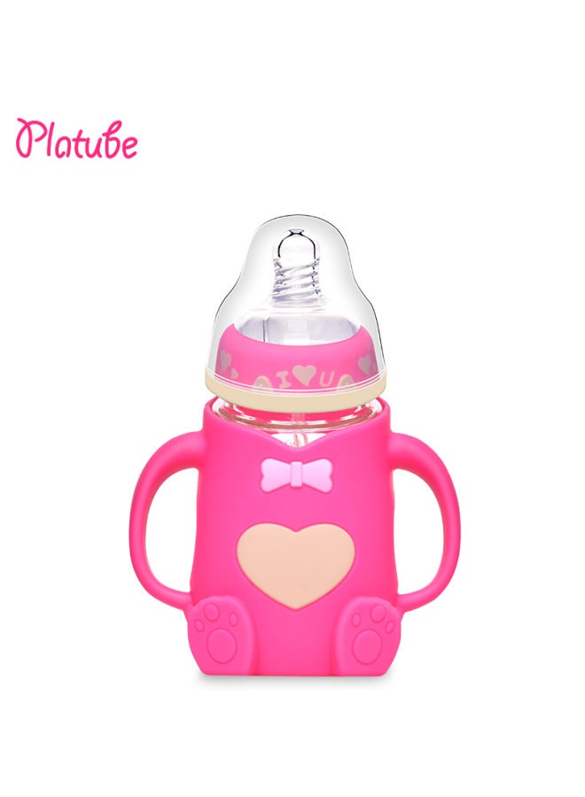 جيل جديد من زجاجات الأطفال الزجاجية المصنوعة من السيليكون، مقاومة للسقوط ومضادة للانتفاخ، زجاجات أطفال زجاجية، مستلزمات الأم والطفل