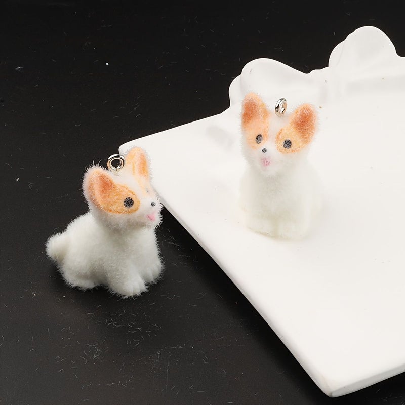8pcs Cute Flocked Puppy Series Charms for DIY Jewelry Phone Bag Accessories and Earrings Ideal Gift - Image 3