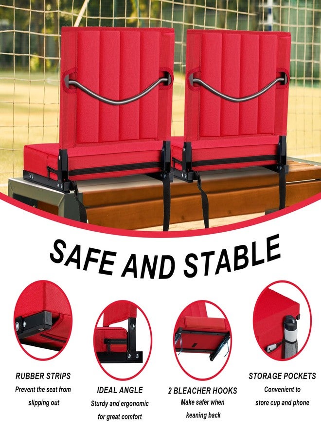 Aliphon Stadium Seat for Bleachers with Back Support and Cushion, Bleacher Seats with Shoulder Strap and Cup Holder, Padded Portable Folding Comfort Stadium Chair, for Sports Events, Red (1pcs) - Image 4