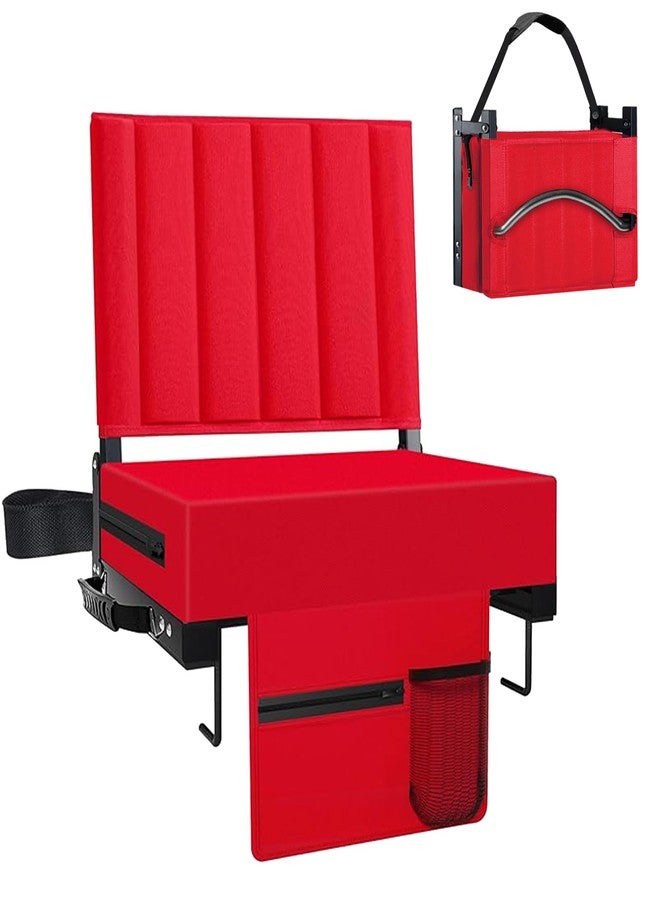 Aliphon Stadium Seat for Bleachers with Back Support and Cushion, Bleacher Seats with Shoulder Strap and Cup Holder, Padded Portable Folding Comfort Stadium Chair, for Sports Events, Red (1pcs) - Image 1